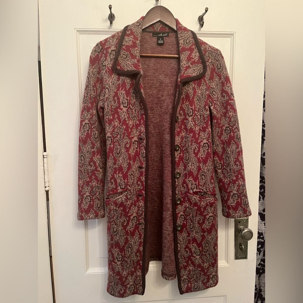 Willi Smith Red and Brown Cardigan